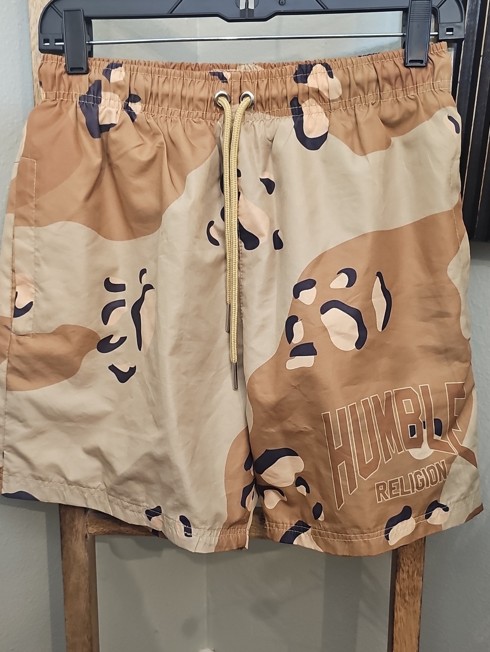 Men’s Tan Camo Swim Shorts Board Shorts Training Shorts Humble Religion